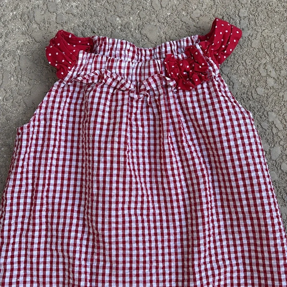 Emily Rose  Seersucker Sundress Strawberry Plaid Red Girls Size 6 Summer